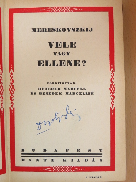 Mereskovszkij - Vele vagy ellene? [antikvár]
