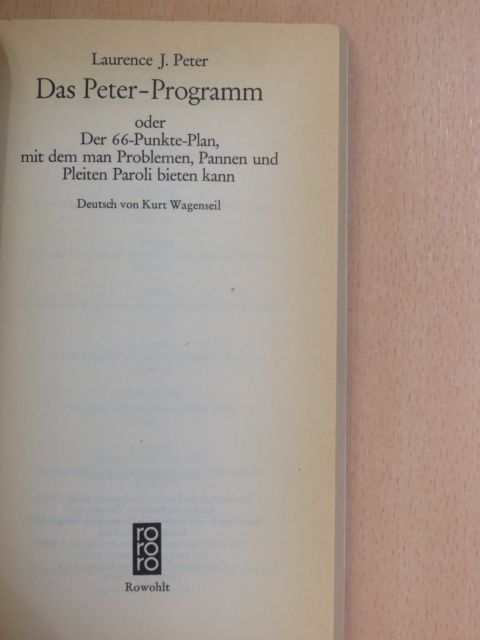 Laurence J. Peter - Das Peter-Programm [antikvár]