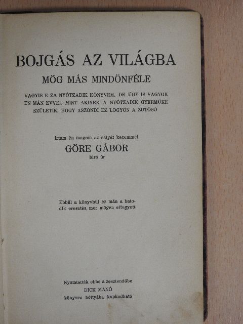 Gárdonyi Géza - Bojgás az világba [antikvár]