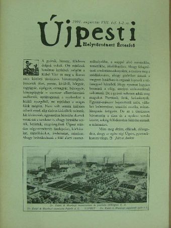 Berda József - Újpesti Helytörténeti Értesítő 2001. augusztus [antikvár]