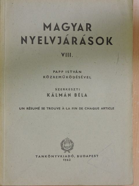 Beke Ödön - Magyar nyelvjárások VIII. [antikvár]