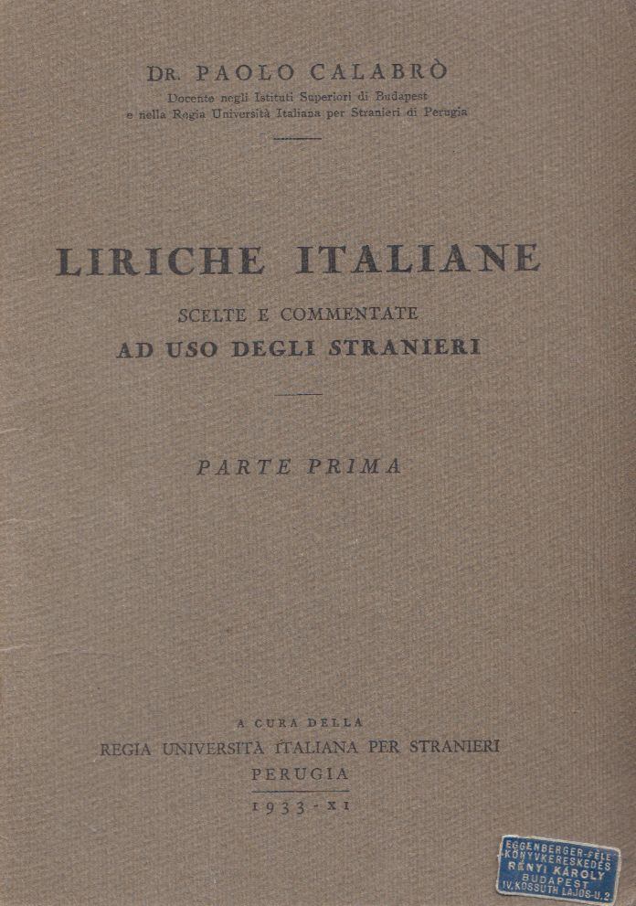 Dr. Paolo Calabró - Liriche italiane parte prima [antikvár]
