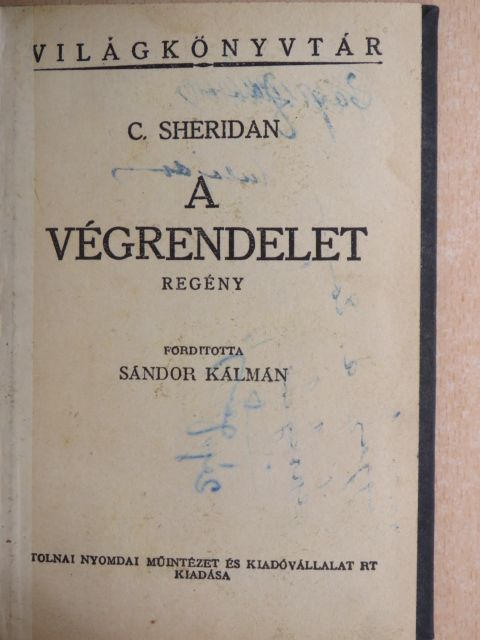 C. Sheridan - A végrendelet [antikvár]