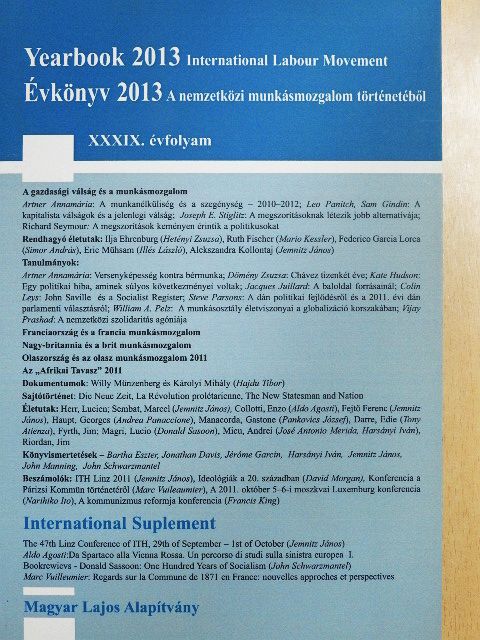 Artner Annamária - A nemzetközi munkásmozgalom történetéből 2013 [antikvár]
