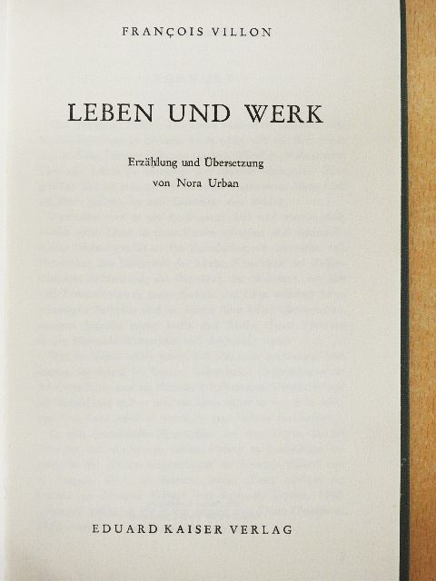 Francois Villon - Leben und Werk [antikvár]