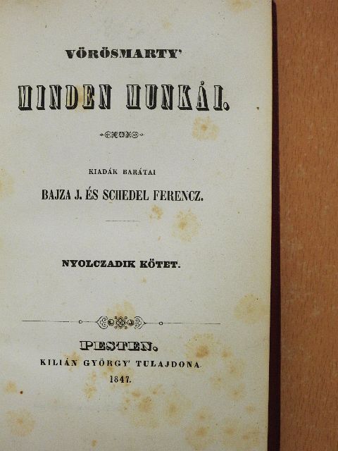 Vörösmarty - Vörösmarty' minden munkái VIII-IX. (töredék) [antikvár]