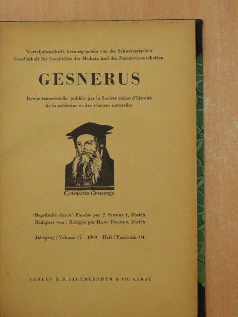 Emil Schultheiss - Gesnerus 1960. Jahrgang/Volume 17. Heft/Fascicule 3/4 [antikvár]