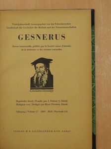 Emil Schultheiss - Gesnerus 1960. Jahrgang/Volume 17. Heft/Fascicule 3/4 [antikvár]