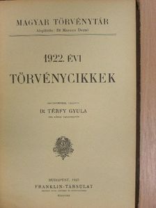 1922. évi törvénycikkek [antikvár]