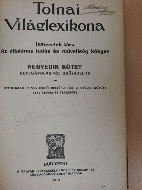 Tolnai Világlexikona IV. (töredék) [antikvár]