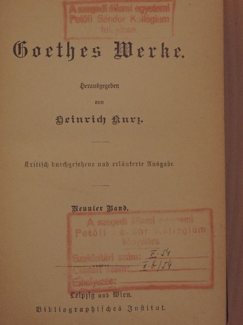 J. W. Goethe - Goethes Werke 9. (gótbetűs) [antikvár]