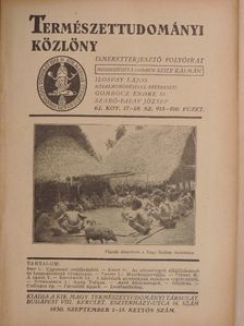 Biró L. - Természettudományi Közlöny 1930. szeptember 1-15. [antikvár]