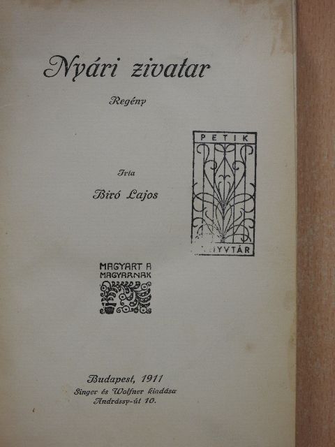 Biró Lajos - Nyári zivatar [antikvár]