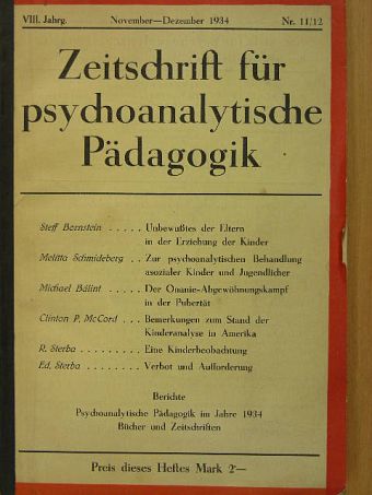 Clinton P. McCord - Zeitschrift für psychoanalytische Pädagogik November-Dezember 1934. VIII. Jahrg. Nr. 11/12 [antikvár]