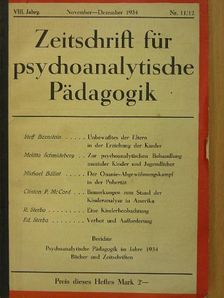 Clinton P. McCord - Zeitschrift für psychoanalytische Pädagogik November-Dezember 1934. VIII. Jahrg. Nr. 11/12 [antikvár]