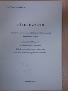 Tájékoztató a költségvetési szervek részletes költségvetési előirányzatainak összeállítására szolgáló intézményi költségvetés, önkormányzati költségvetés, önkormányzati intézményi költségvetés elneve [antikvár]