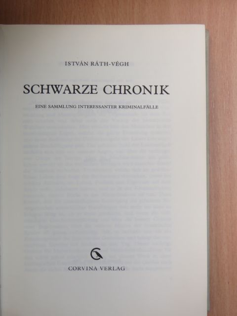 István Ráth-Végh - Schwarze Chronik [antikvár]