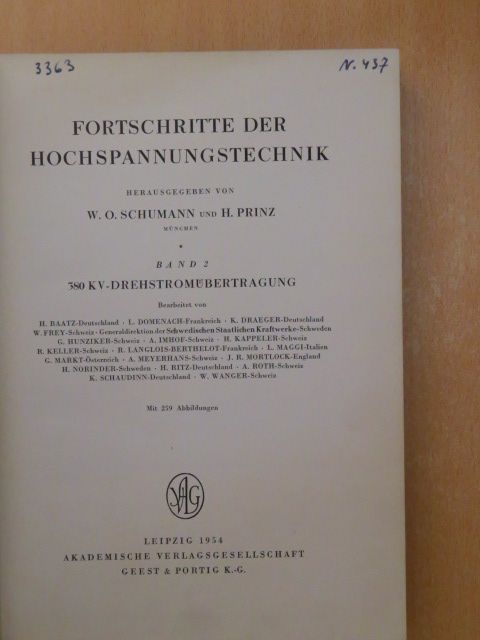 A. Imhof - Fortschritte der Hochspannungstechnik 2. [antikvár]