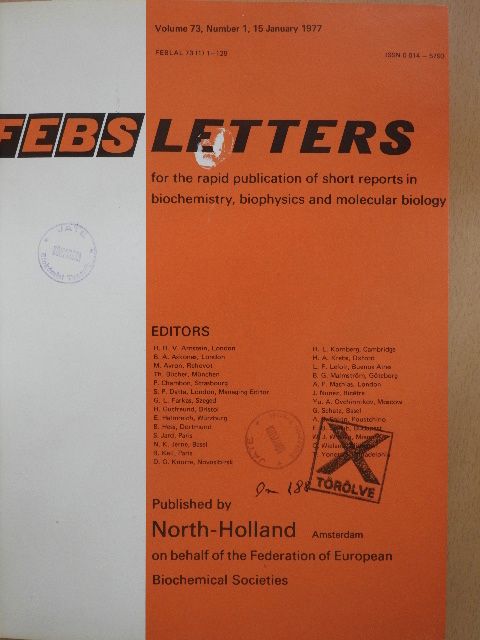 J. W. Kijne - Febs Letters Volume 73, Number 1-2./Volume 74, Number 1-2. [antikvár]