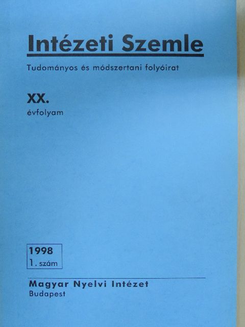 Bori István - Intézeti Szemle 1998/1. [antikvár]