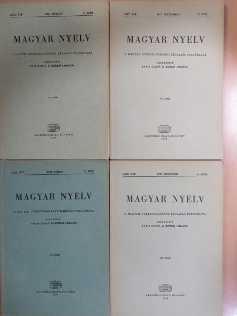 Bakos József - Magyar Nyelv 1973/1-4. [antikvár]