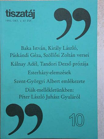 Árpás Károly - Tiszatáj 1993. október [antikvár]