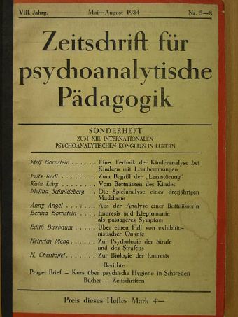 Anny Angel - Zeitschrift für Psychoanalytische Pädagogik Mai-August 1934. VIII. Jahrg. Nr. 5-8. [antikvár]