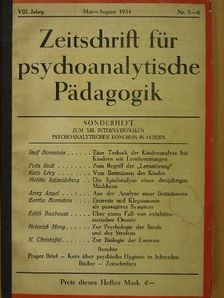 Anny Angel - Zeitschrift für Psychoanalytische Pädagogik Mai-August 1934. VIII. Jahrg. Nr. 5-8. [antikvár]