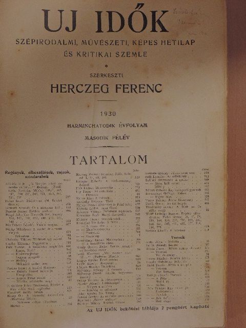 Bibó Lajos - Uj Idők 1930. (nem teljes évfolyam) [antikvár]