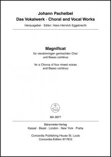 PACHELBEL, JOHANN - MAGNIFICAT FÜR VIERSTIMMIGEN GEMISCHTEN CHOR UND BASSO CONINUO (H.H.EGGEBRECHT)