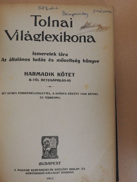 Tolnai Világlexikona III. (töredék) [antikvár]