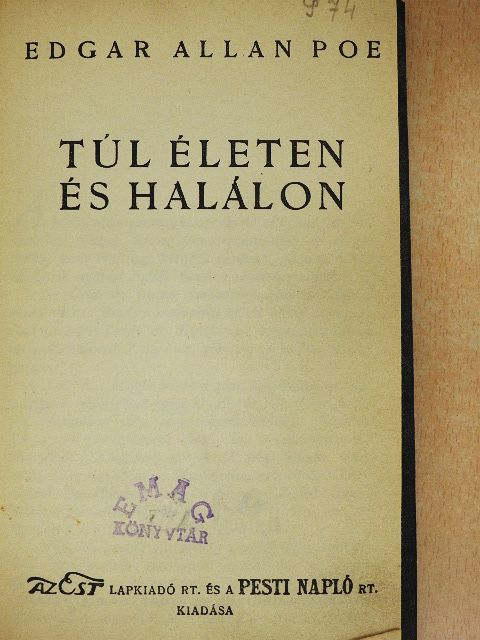 Edgar Allan Poe - Túl életen és halálon [antikvár]