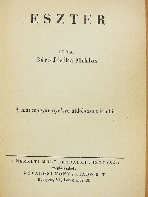 Báró Jósika Miklós - Eszter [antikvár]