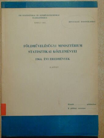 A Földművelésügyi Minisztérium statisztikai közleményei II. (töredék) [antikvár]