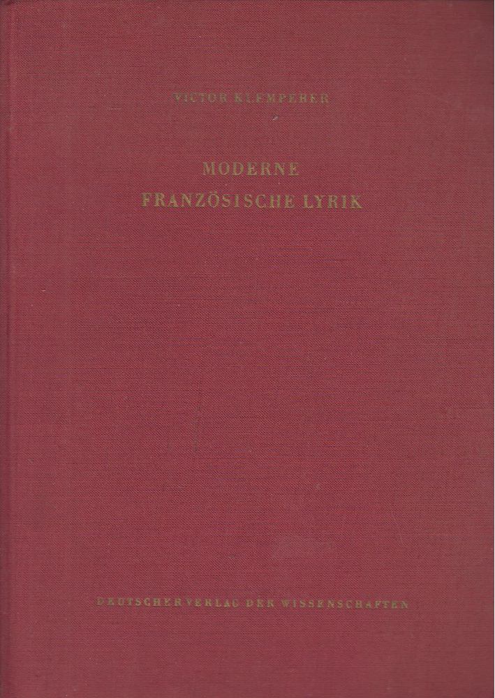 Victor Klemperer - Moderne franzözisische Lyrik [antikvár]