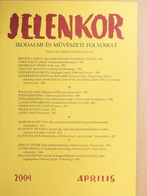 Forgách András - Jelenkor 2004. április [antikvár]