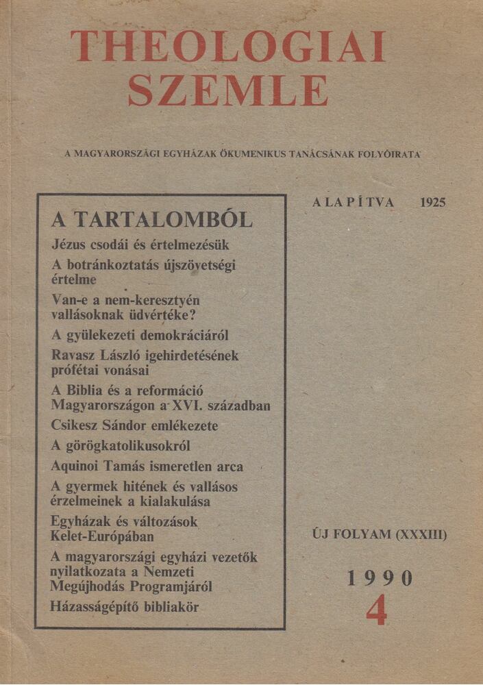 Dr. Ottlyk Ernő - Theologiai Szemle 1990/4. [antikvár]