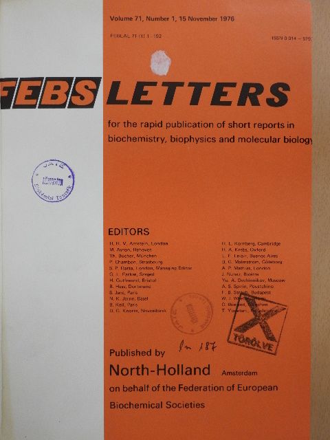 Febs Letters Volume 71, Number 1-2./Volume 72, Number 1-2. [antikvár]
