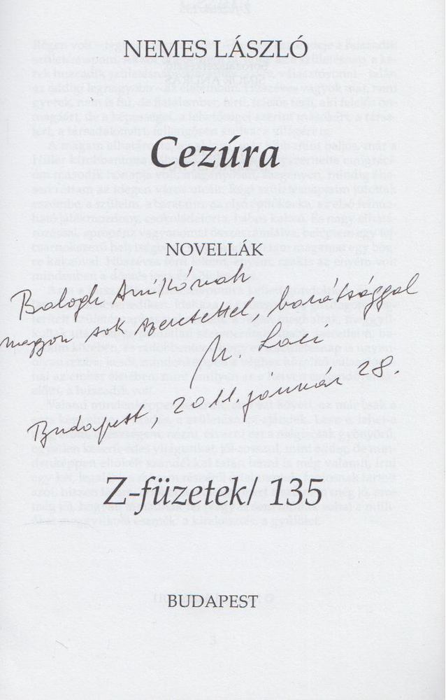 Nemes László - Cezúra (Dedikált, számozott) [antikvár]