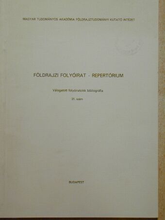Földrajzi folyóirat - Repertórium [antikvár]