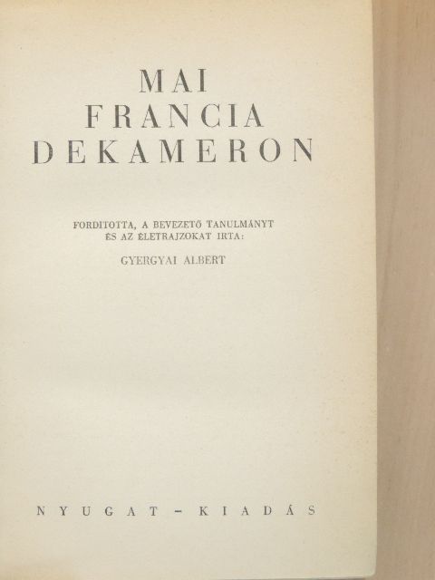 André Maurois - Mai francia dekameron [antikvár]