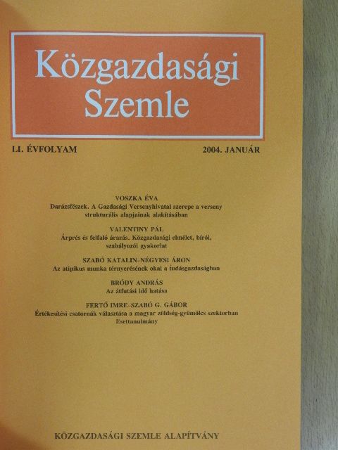 Badics Judit - Közgazdasági Szemle 2004. január-június (fél évfolyam) [antikvár]
