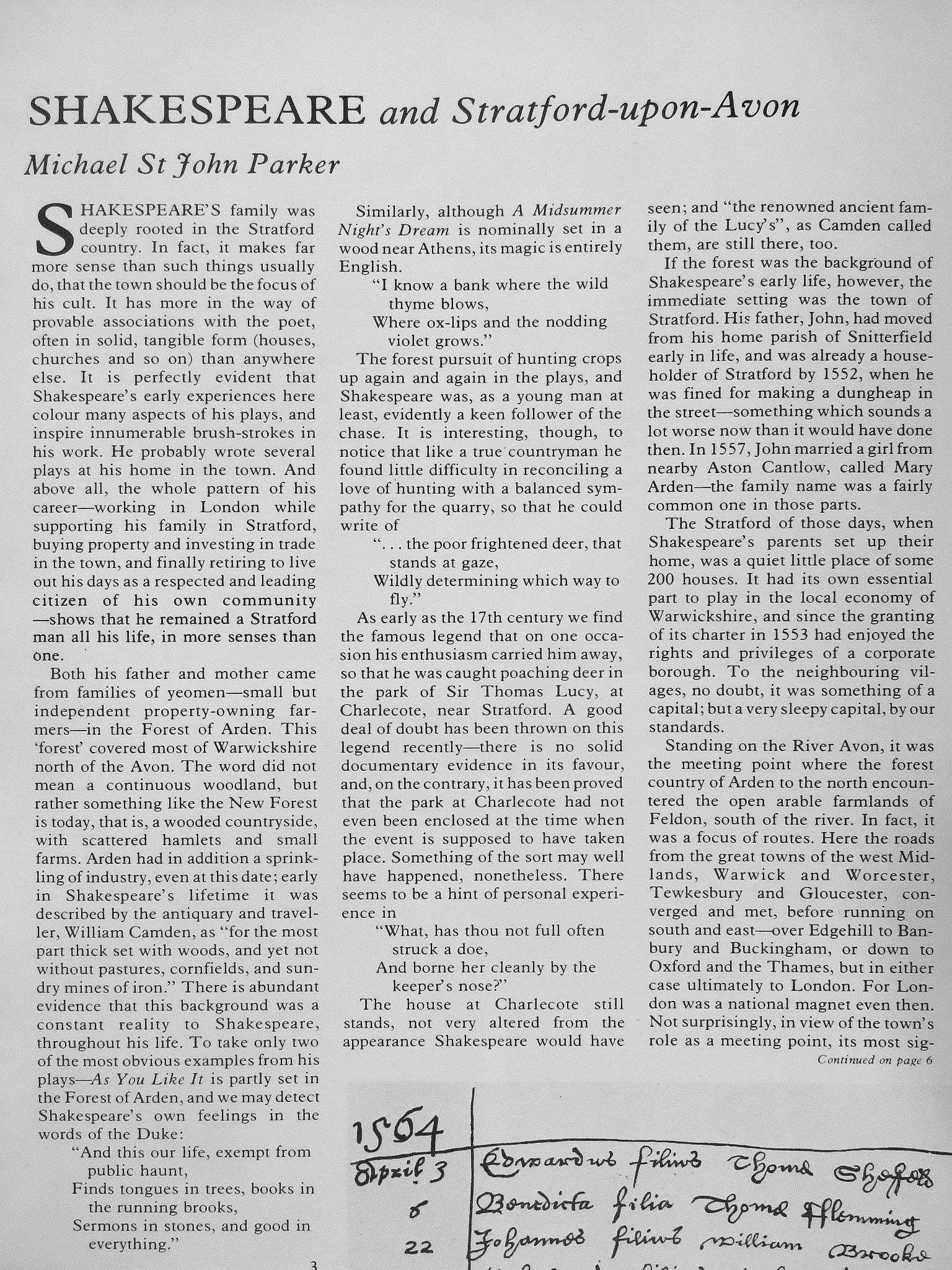 Michael St. John Parker - William Shakespeare and Stratford-upon-Avon [antikvár]