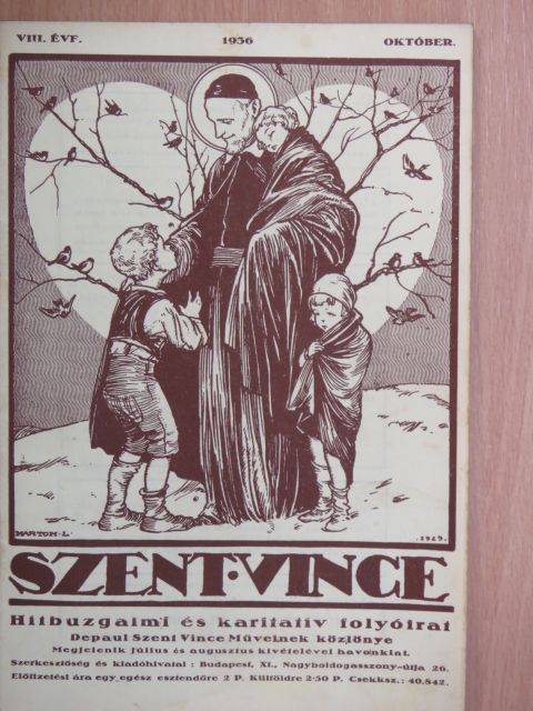 Dr. Hegedüs Amand O. Cist. - Szent Vince 1936. október [antikvár]