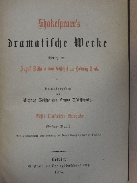 William Shakespeare - Shakespeare's dramatische Werke 1. (gótbetűs) [antikvár]
