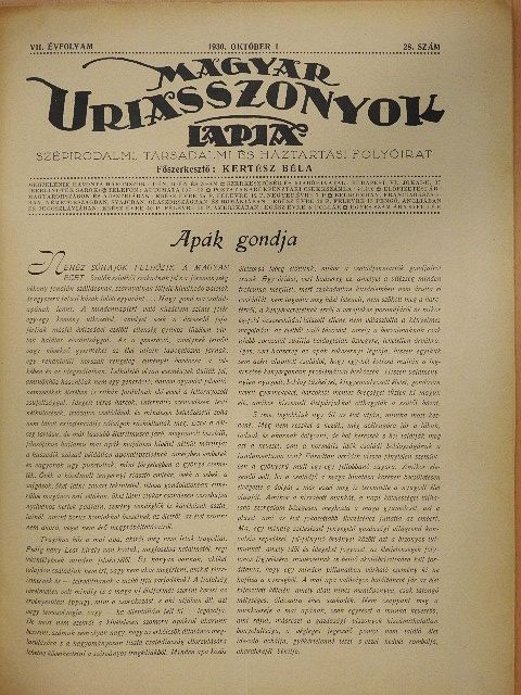 Magyar Uriasszonyok Lapja 1930. október 1. [antikvár]
