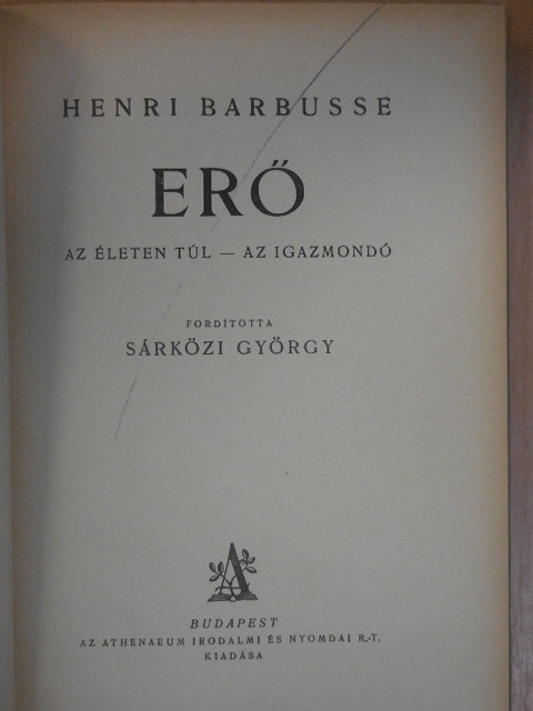 Henri Barbusse - Erő [antikvár]