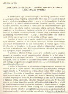 Veliky János - Liberális közvélemény - teóriák Magyarországon a XIX. század közepén [antikvár]