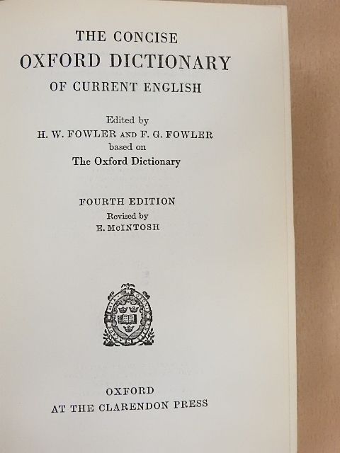 The Concise Oxford Dictionary of Current English [antikvár]