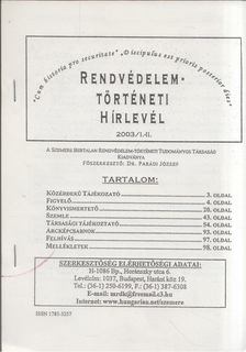 Dr. Parádi József - Rendvédelemtörténeti Hírlevél 2003/I.-II. [antikvár]